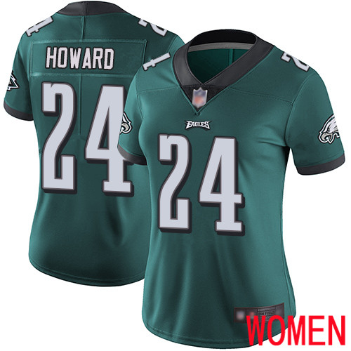 Women Philadelphia Eagles 24 Jordan Howard Midnight Green Team Color Vapor Untouchable NFL Jersey
